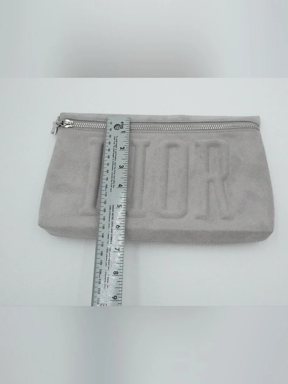 The DIOR Beauty Gray Suede Cosmetics Make Up Bag